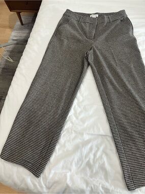 Checked Straight-Leg Trousers in Black & White